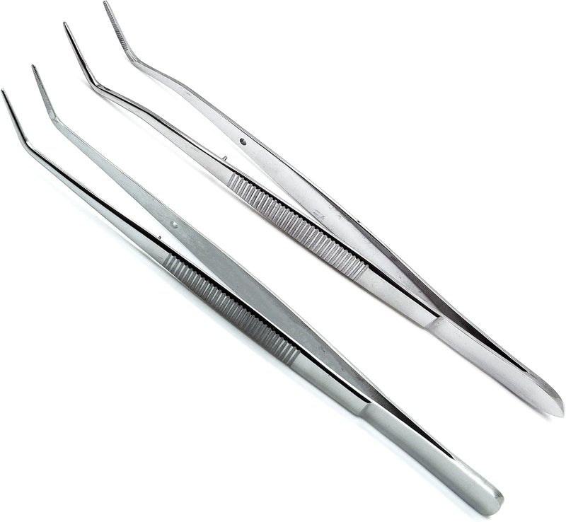 Premium Instruments 2 Pcs Dental Tweezer College and Foil/Meriam Serrated Beak Dressing Pliers Cotton Surgical Forcep Diagnostic Instruments - Image 1